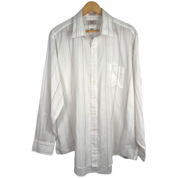 Arrow Kent 17.5 white striped button up shirt vintage made in Taiwan - Picture 1 of 4